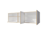 Natural Oak and White Kitchen Cabinet with Microwave Space and Open Shelf B062P290291