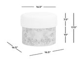 Nebula Round Burl Wood Upholstered Ottoman, Ivory White Boucle B2719P238446