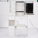 Small Size Left Drawer Desktop Vanity Table Cushioned Stool, 2 AC2 USB Power Station, Hair dryer W936P226043