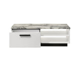 ZNTS Matilda 47" White Coffee Table with White Faux Marble Top B061P160680