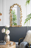 51.5" x 29" Full Length Arched Wall Mirror with Golden Leaf Accents, Decorative Mirror for Living W2078135191