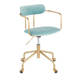 Demi Contemporary Office Chair in Gold Metal and Light Blue Velvet by LumiSource B202P223898