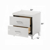 Modern Contemporary Bedroom Furniture White Finish Nightstand of 2x Drawers Metal Legs Wooden 1pc B011P316891