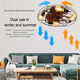 Caged Ceiling Fan With Light, 20'' farmhouse Low Profile Ceiling fan Lights With Remote Control, W1340103792