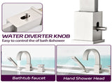 Waterfall Bathtub Faucet with Sprayer, 3-Hole Roman Filler with Hand Shower Deck Mount Waterfall W1224P206180