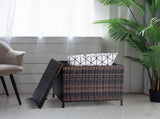 Outdoor PE Wicker Side Table with Storage, Patio Rattan End Table Square Container for Furniture 16033987