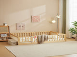 Original wood color painted pine fence bed with door and deck board full children's wooden bed 67853581
