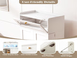 White Gold Kitchen Pantry Cabinet, Built-in Charging Station & Customizable LED 68345400