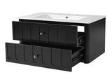 30" Modern Floating Bathroom Vanity with Oval Knobs & Round Edge, Soft-Close Drawer Slides, Bathroom 20155668