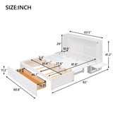 ZNTS Queen Size Mobile Murphy Bed with Drawer and Little Shelves on Each Side,White 86401985