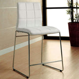 White Color Leatherette 2pcs Counter Dining Chairs Chrome Metal Legs Dining Room Counter B011136661