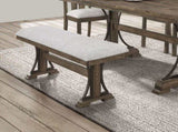 1Pc Transitional Style Bench Upholstered Seat Brown/Gray Finish Fabric Wood Metal Dining Room B011P206738
