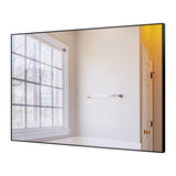 36x24 inches Modern Black Bathroom Mirror with Aluminum Frame Vertical or Horizontal Hanging W70837198