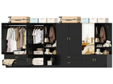 Wardrobe with 5 Doors 2 Drawers 2 Open Shelves Particleboard Unit with 1 Mirrored Door and 4 Hooks 31107495