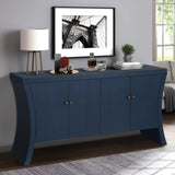 Refined Industrial 4-Door Credenza with Wooden Arc Legs & Bronze Clasps Advanced Storage Design, W1445P256460