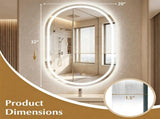 32x20" Oval LED Backlit Bathroom Mirror, 3 Color Temperatures Stepless Dimmable Vanity Mirror, 26607326