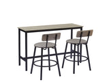 Bar Table Set with 2 Bar stools PU Soft seat with backrest, Grey, 43.31'' L x 15.75'' W x 35.43'' H. 50606660
