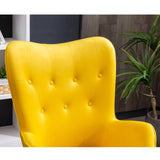 Doarnin Contemporary Silky Velvet Tufted Button Back Accent Chair, Yellow T2574P164271
