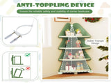 4-Tier Kids Christmas Tree Corner Bookshelf, Anti-Falling Guardrails & Anti-Tipping Kit for 3 Years 01810271