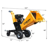 ZNTS 6'' Inch 420cc 15hp Pull Start Gas Powered 4-Wheels Wood Chipper Shredder Mulcher with Towbar/Stop W2089P218632