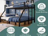 Heavy Duty Twin over Queen Metal Bunk Bed with 1200 LBS Capacity, Noise-Free Structure with Wall W5635P531647