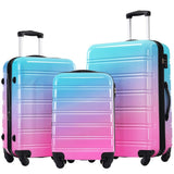 Hardshell Luggage Sets 3 Piece Gradient Color Expandable Suitcase with Spinner Wheels and TSA Lock N732P184448W