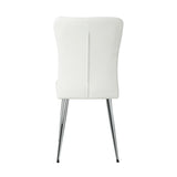 Modern white PU dining chair, cloth upholstered chair, electroplated metal chair legs, suitable for W210P224292