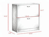 Narrow Shoe Cabinet with 2 Flip Drawers, Slim Entryway Shoe Storage with Adjustable Shelves, 09283371