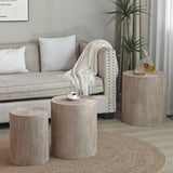 Set of 3 Nautral Wood Coffee Table with clear and visible tree rings W2729P199132
