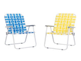 2pcs Steel Tube PP Webbing Bearing 120kg Folding Beach Chair Yellow & White 25170682