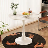 31.4 "round table, medieval white marble patterned tulip table, 2-3 person metal base W1727P229041
