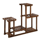 4-Story 7-Seat Indoor And Outdoor Multi-Function Carbonized Wood Plant Stand 80504556