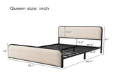 Modern Metal Bed Frame with Curved Upholstered Headboard and Footboard Bed with Under Bed Storage, N701P229014B