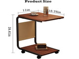 C-Shaped End Table with Wheels and Double-Layer Storage, Rolling Sofa Side Table for Couch, Bed, 65242329