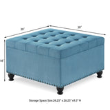 Large square storage ottoman with wooden legs, Upholstered button tufted coffee table with nail W2186P164303