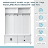 Modern Style Hall Tree with Storage Cabinet and 2 Large Drawers, Widen Mudroom 77674371