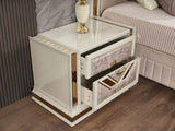 Omari Modern Style 2-Drawer Night stand Made with Wood and Gold Accents in Beige B009P245442