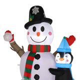 ZNTS 6ft With 3 Penguins, 4 Light Strings, 1 Colorful Rotating Light, Inflatable, Garden Snowman 98246671