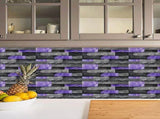 24 Sheets Peel and Stick Backsplash Marble Wall Tiles Waterproof Oilproof Purple Glossy Imitation 03610989