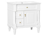 24 Inch Bathroom Vanity with Sink, White Freestanding Bathroom Cabinet with Flip Drawer, Adjustable 73286222