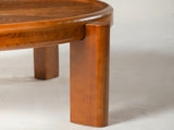 33.46" Round Coffee Table with Sunburst Wood Grain Top, Solid Wood Tray Frame & Cylindrical Legs, W3158P536534