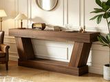 Brown 63" Vintage Entryway Console Table Narrow Design, Open Shelf, for Living Room Space 34671089