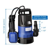 ZNTS 3/4HP 2642 GPH 550W Submersible Dirty Clean Pump Swimming Pool Pond Flood Drain Heavy Duty 54985423