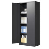 71"H Metal Garage Storage Cabinet, Black Tool Steel Locking Cabinet with Doors and 3 Shelves, Tall 81017127