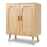 ZNTS Modern Rattan Shoe Storage Cabinet with Double Doors and Adjustable Shelves, Accent Cabinet for 24395179