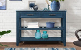Console Sofa Table with 2 Storage Drawers and 2 Tiers Shelves, Mid-Century Style 42'' Solid Wood W120284580