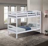 Twin Over Twin Transitional Bunk Bed Arch Design White Finish B2741P346375
