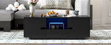 U-Can Modern High Glossy Rectangle Coffee Table, Stylish Center Table with Storage Space, Accent N724P294656B