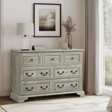 Farmhouse 7 Drawers Dresser for Bedroom, Rustic Chest of Drawers with Natural Texture, Vintage W1785P208362
