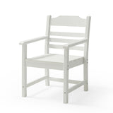 Patio Dining Chair with Armset Set of 2, Pure White with Imitation Wood Grain Wexture,HIPS Material W1209107723